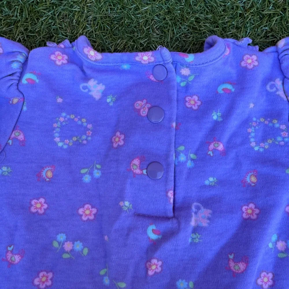 Okie Dokie Baby Girl Purple Long Sleeve‎ Bodysuit Ruffle Animal Print 6-9 Months